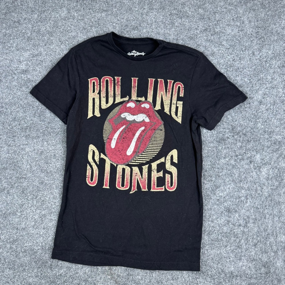 Rolling Stones T-Shirt Mens Size S Black Graphic Classic Tongue Logo Rock Band